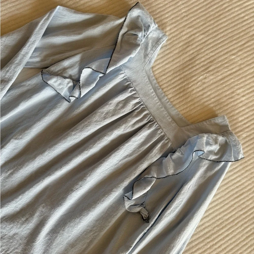 Denim Blue Ruffle Top - Picture 2 of 4